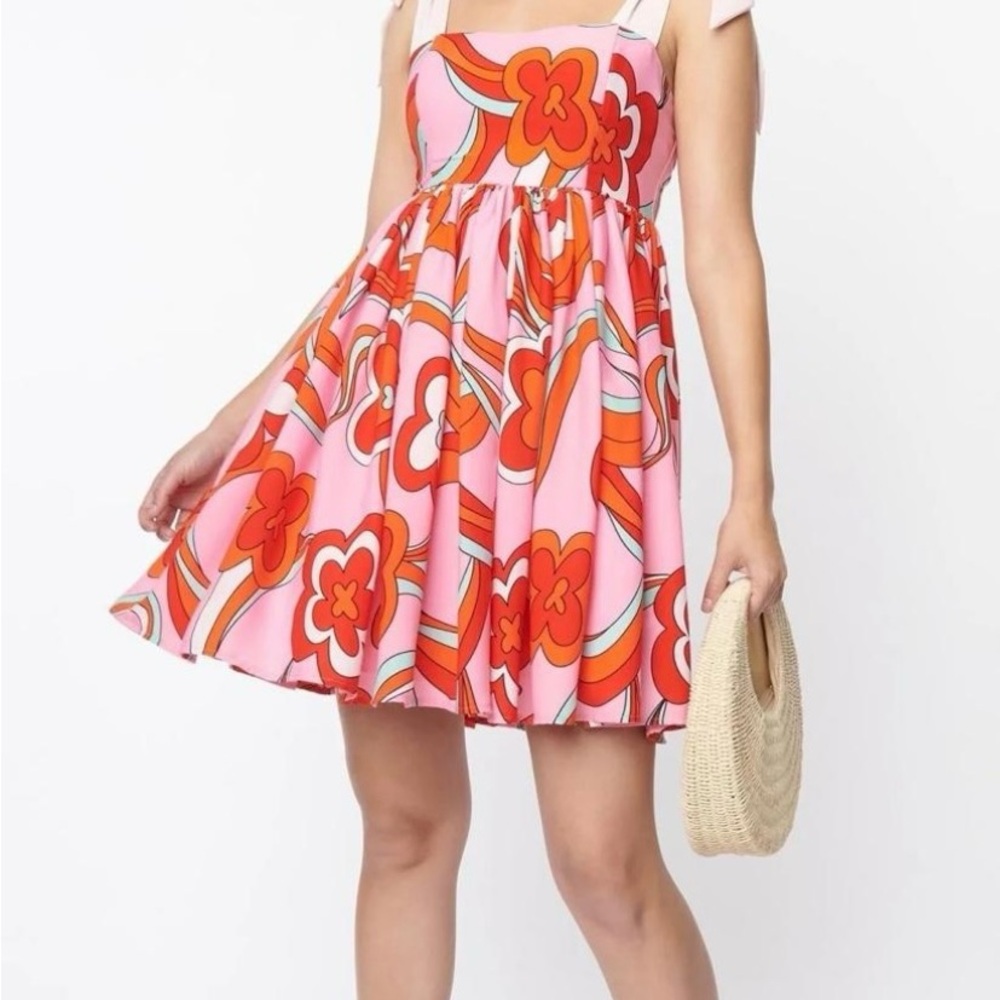 Floral Pink and Red Dress